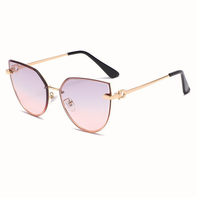 Designer Sunglasses For Women Metal Large Frame Cat Eye Sunglasses Trendy Gradient Color Sunglasses Polarized Lens Goggle Pilot Women Sunglasses