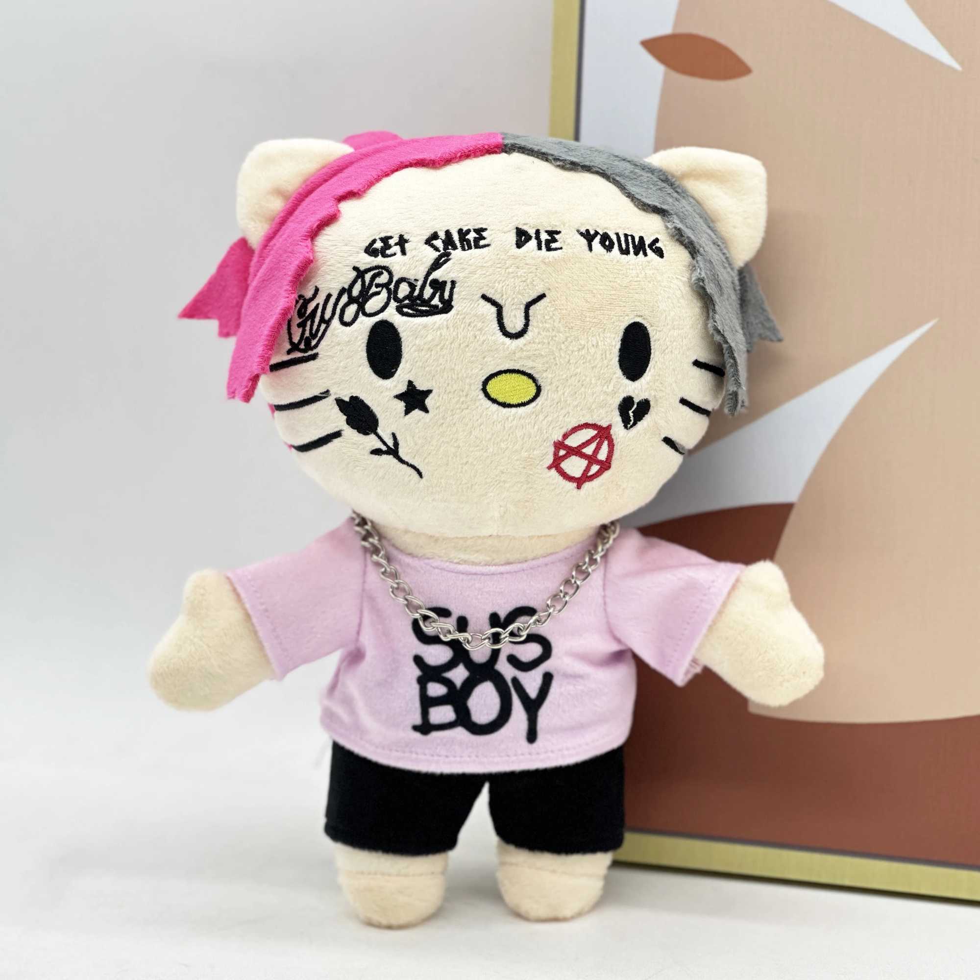 Sanrio New Hello Kitty Ken Carson Rapper Trippie Taylors Plush Toy Doll with Clothes Stuffed Soft Plush Toys Fans Collect Gifts w250624
