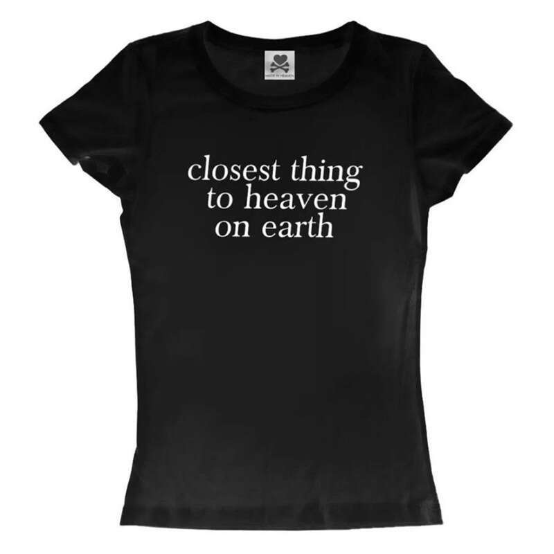 American Style Sweet And Spicy Girl Off-Shoulder Sleeve For Women Summer Dopamine Outfit Black Short Top Waist-Exposing T-Shirt B5