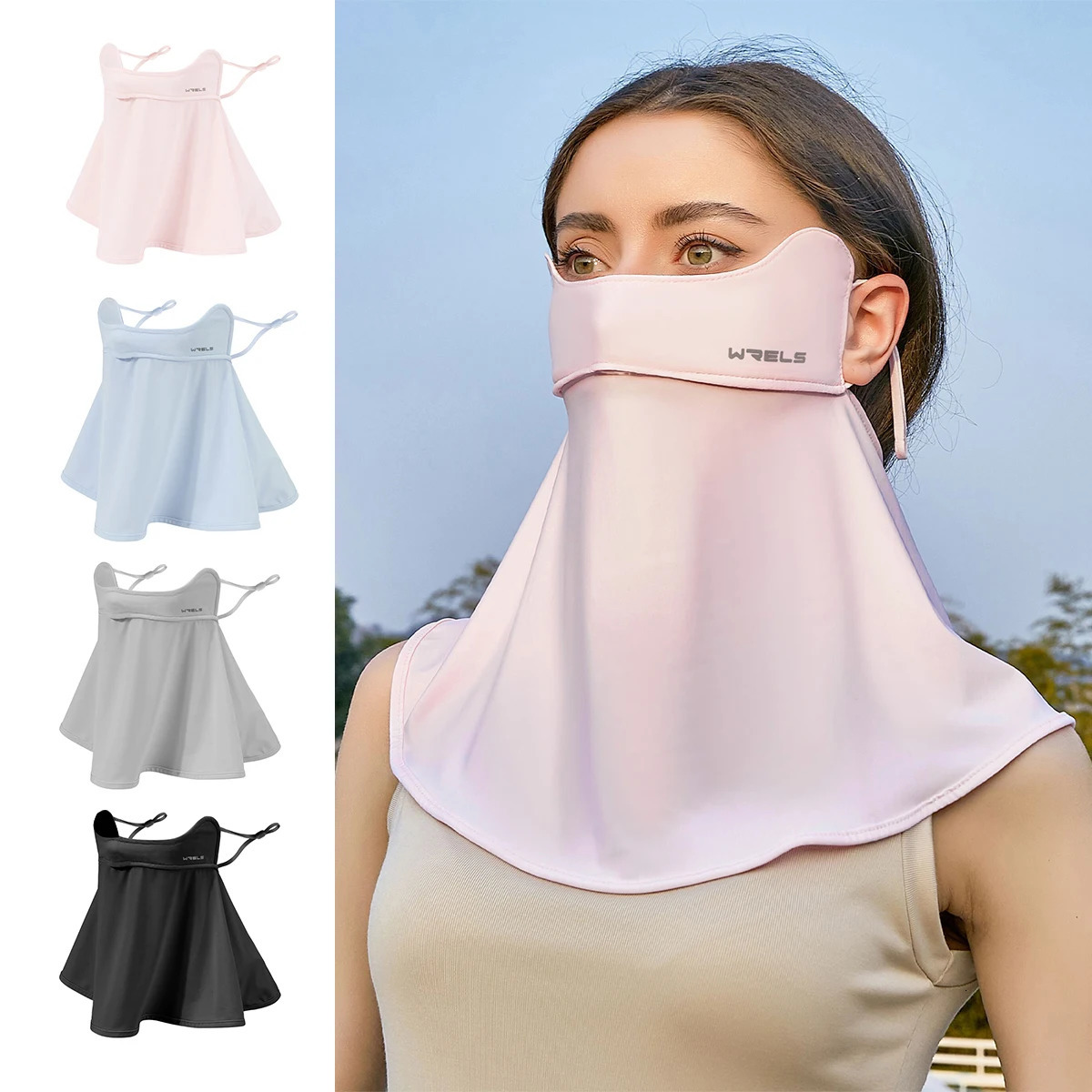 WRELS Face Cover Ice Silk Sunscreen Mask Summer Anti-UV Breathable Cycling Scarf Sun Protection Hiking Neck Outdoor Activities 250624