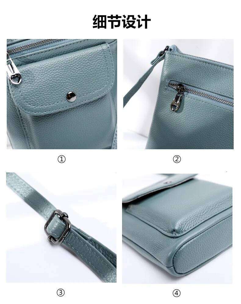 Designer Bags 2025 Summer Lightweight Genuine Leather Crossbody Bag For Women Girls Multi-Pocket Small Phone Purse Adjustable Shoulder Strap Luxury Ba