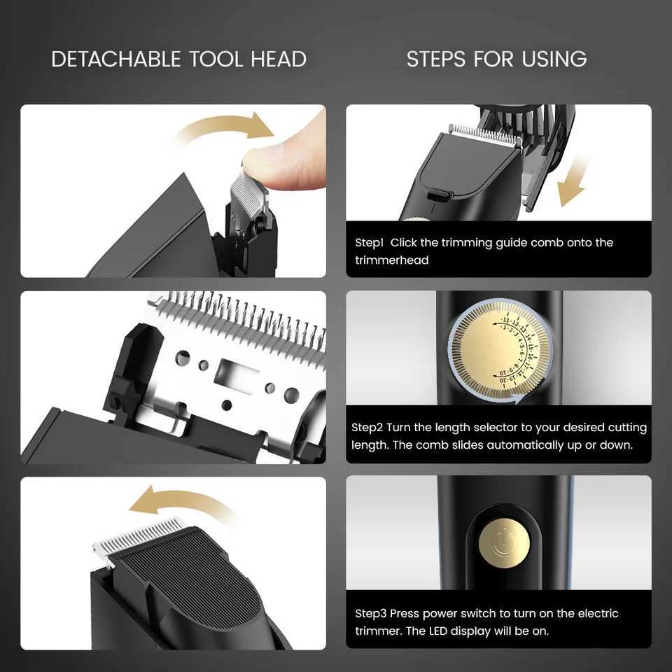 Sejoy Electric Hair Clipper Rechargeable Hair Trimmer IPX7 Waterproof Adjustable Speed Barber Clippers For Men Professional XJ250624