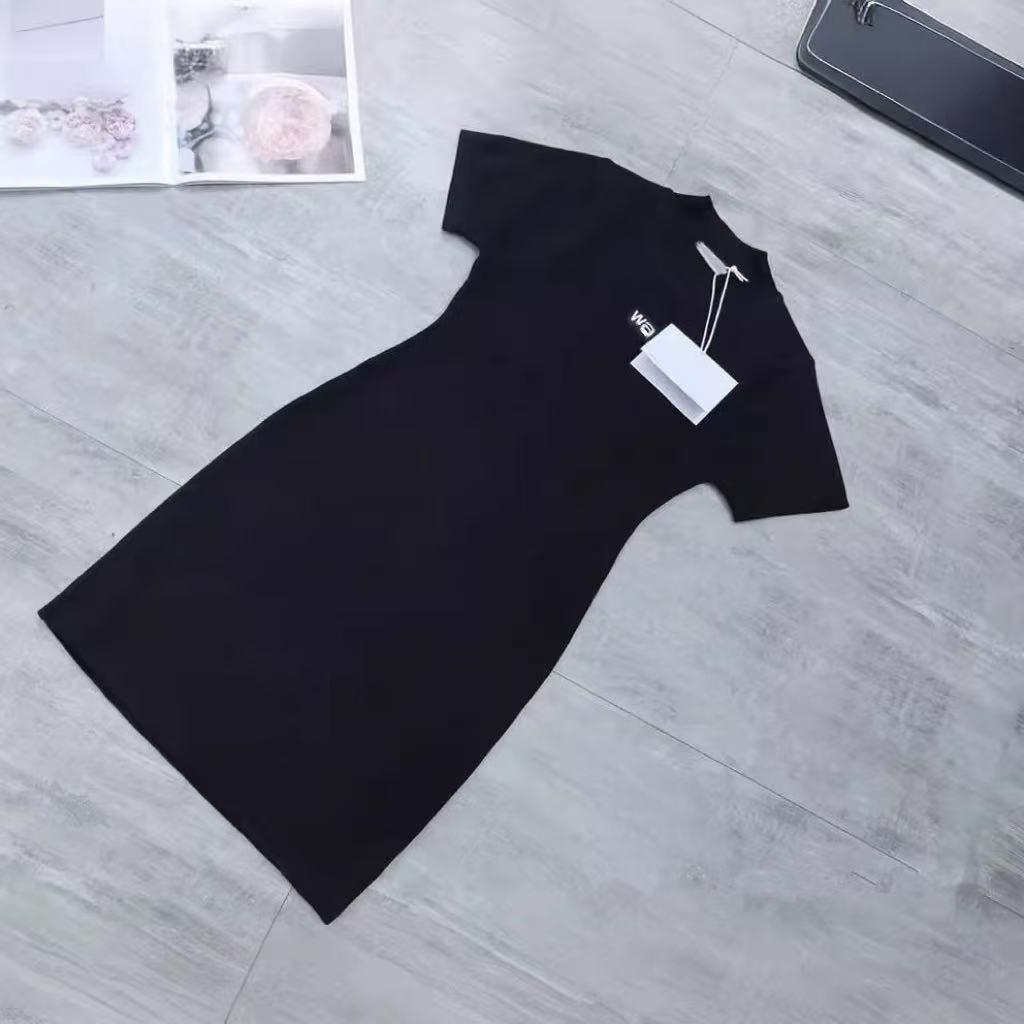 Designer dress women's chest letter print slim and sexy dress nightclub women's short sleeved dress