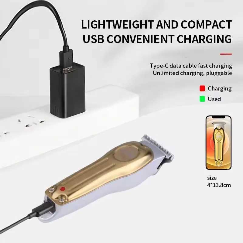 Kemei Wholesale Electric Gold Silver Color Hair Trimmer Kemei Km-679 USB Charging Mini LCD Light Carving Scissors Hair Clipper XJ250624