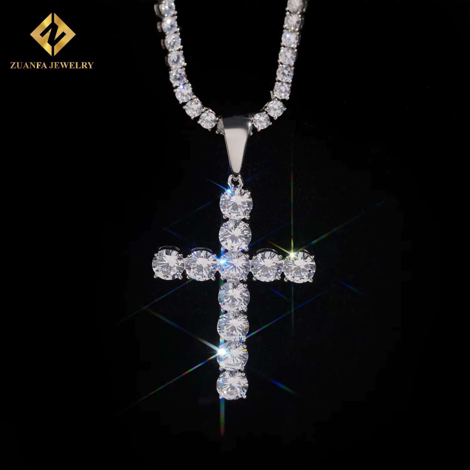 Hip Hop Iced Out Jewelry Zircon Small Cross Pendant Men Women Rose Gold Plated Rhodium Plated Gold Plated Pendant