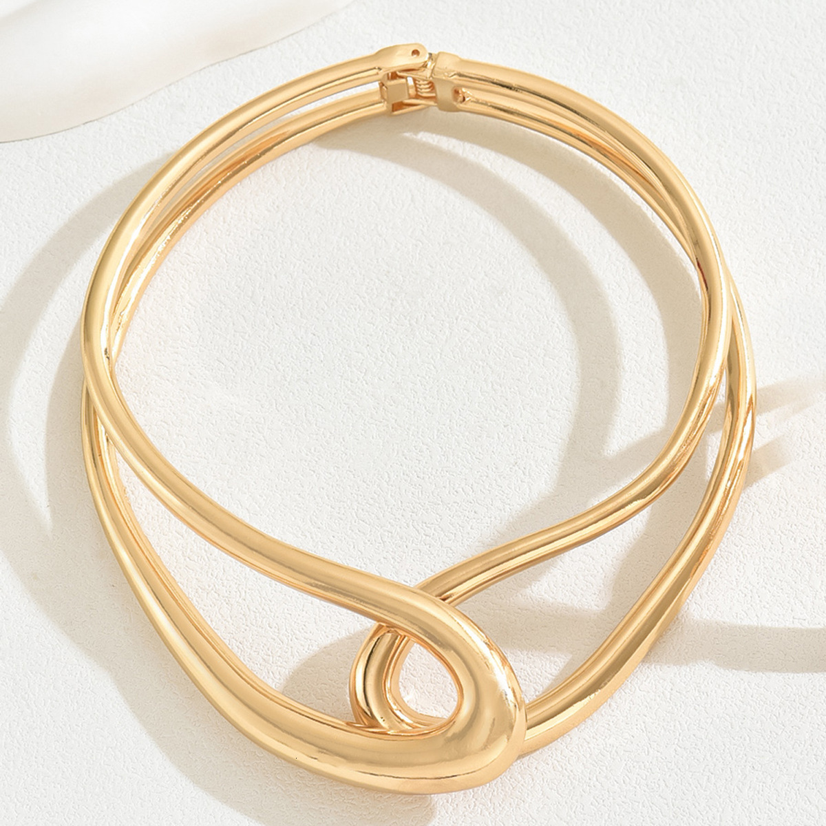 Light Style Women's Double Layer Circle Metal Necklace Electroplated Design Bracelet Jewelry