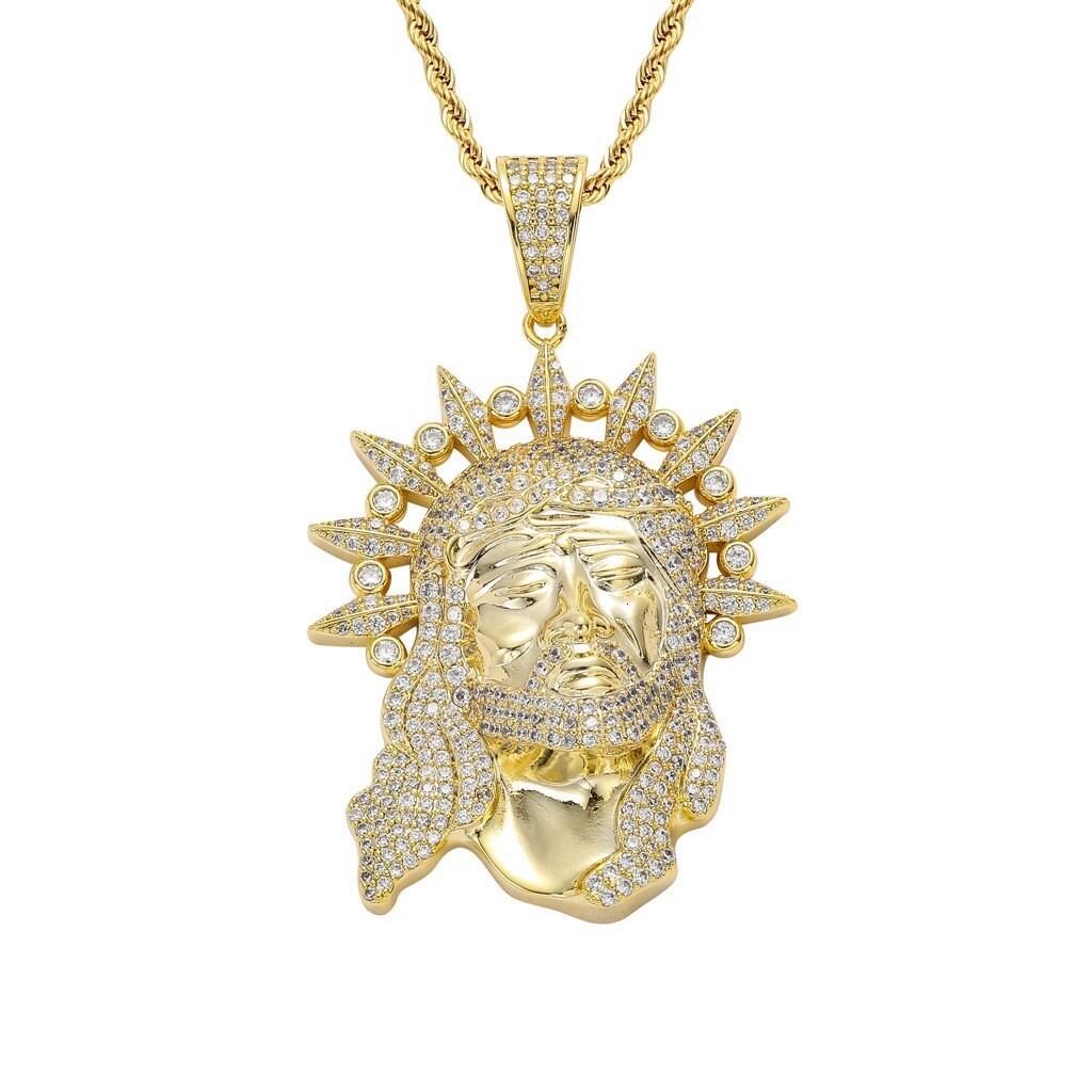 Hip Hop Human Head Pendant Ice Out Bling Human Head Men Hip Hop Moissanite Accessory Pass the diamond tester