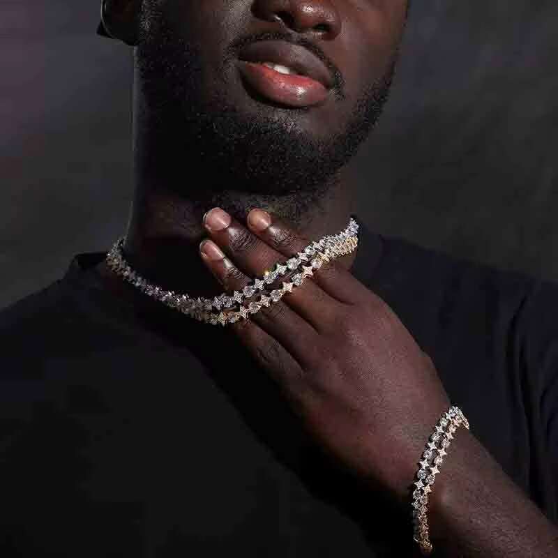 Hip-hop D Color Iced Out Moissanite Diamond Tennis Chain Necklaces For Women Men with Certificate 925 Sterling Silver Neck Chain