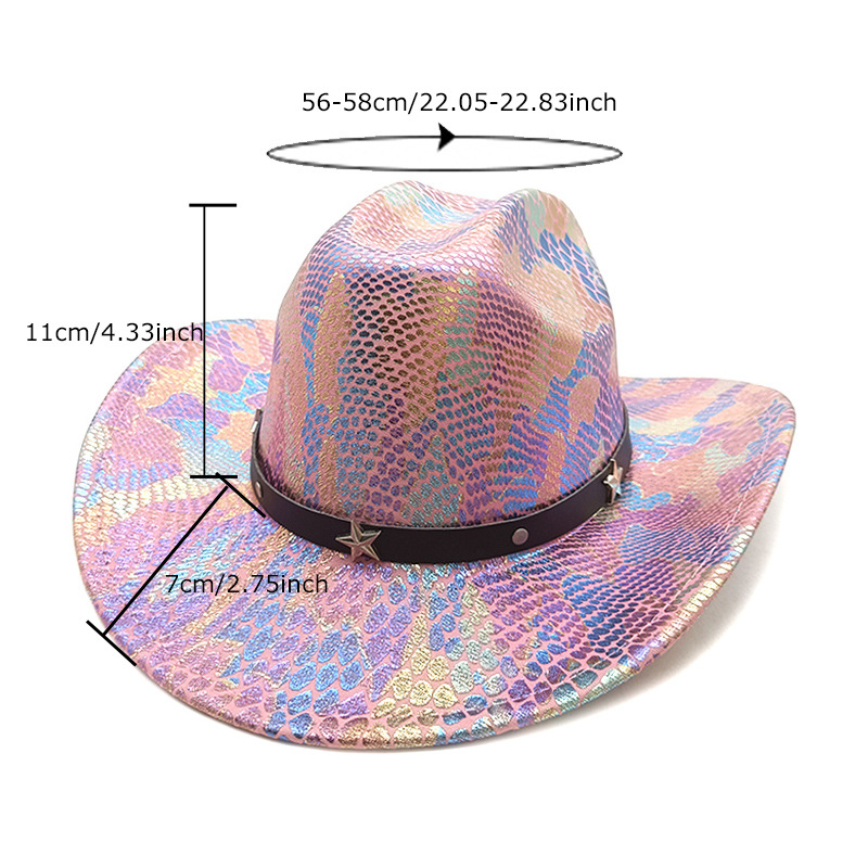 Stage Wear Dance Accessories Western Fantasy Cowboy Hat Women's Halloween Carnival Party Pink Rainbow Big brimmed Shaped Hat Fluorescent Cowboy H