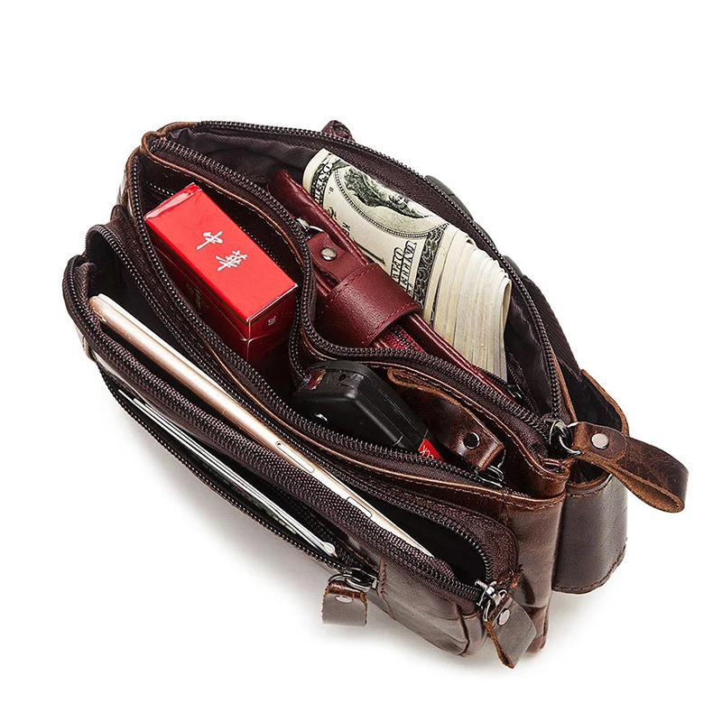 HUMERPAUL Fashion Waist Packs Men Genuine Leather Organizer Travel Chest Bag Necessity Belt Mobile Phone Small Bum Bag 250624