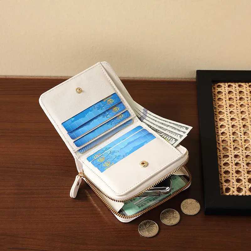Women Fi Small Zipper Wallet with Coin Purse PU Leather Plaid Purses Ladies Cute Mini Korean Version Small Card Pack New InXJ250624