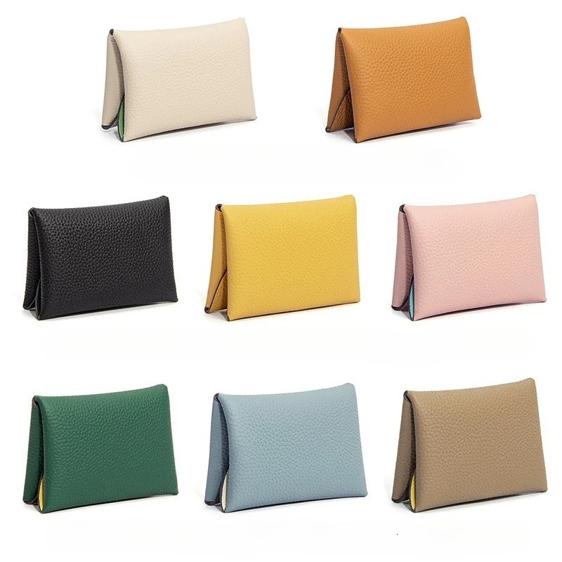 Genuine Leather Wallet Card Wallet Woman Fashion Credit Card Holder Business Pillow Coin Purse Casual Coin Case 250623