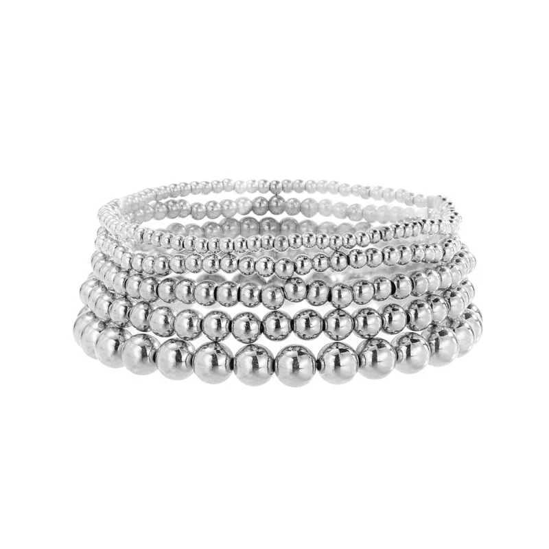 5pc Multilayer CCB Rice Beads Chain Anklet Sets For Women Ankle Bracelet Gold Silver Color Elastic Rope Foot Jewelry Accessories U250624