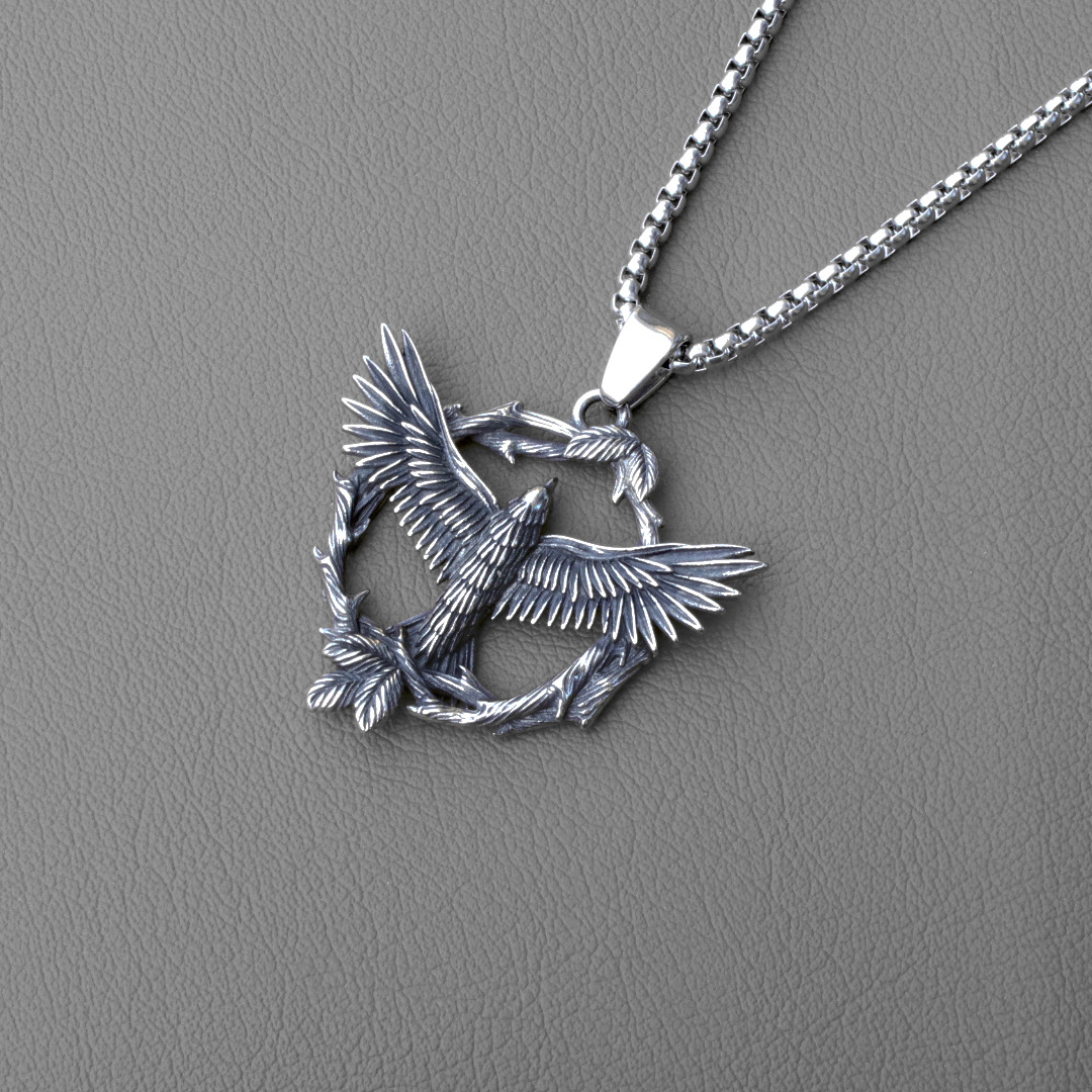 New Stainless Steel Eagle Pendant European and American Foreign Trade Retro Titanium Mocking Bird Necklace Jewelry