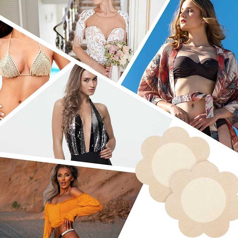 5/10/40 Pairs Nipple Cover Stickers Invisible Bra for Women Soft Cotton Nipple Pasties Piece Breast Petals Bra Chest Boob PadsW250624