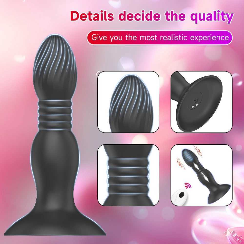 Remote Control Anal Plug Vibrator with Strong Suction Cup G-Spot Dildo Thrusting Male Prostate Massage Butt Plug Sex Toys for Couples W250624