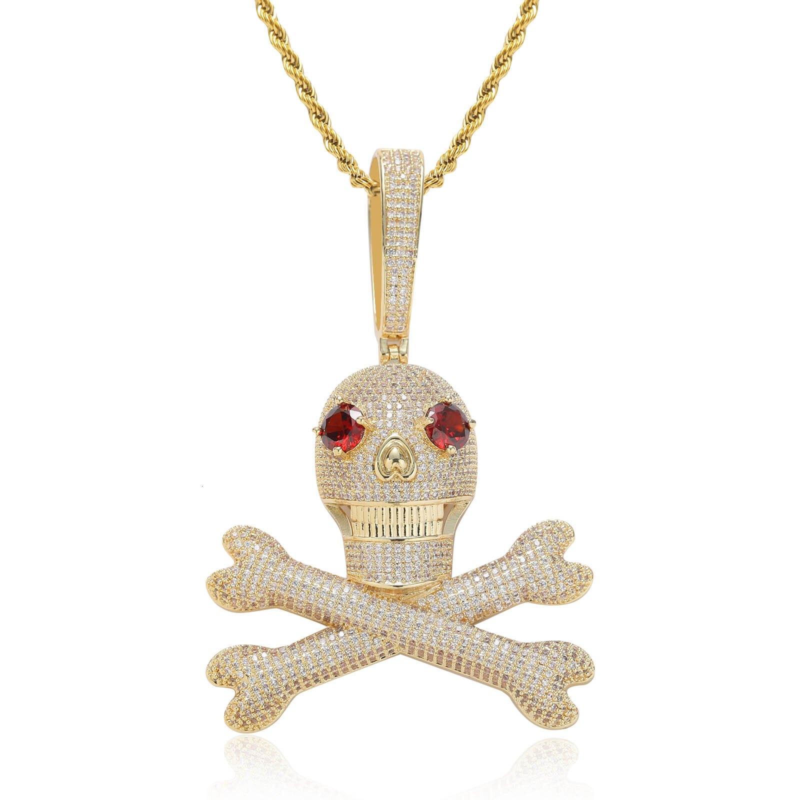 Luxury Moissanite Red-Eyed Skull Pendant Ice Out Bling Men's Hip Hop Unique Accessory Pass the diamond tester