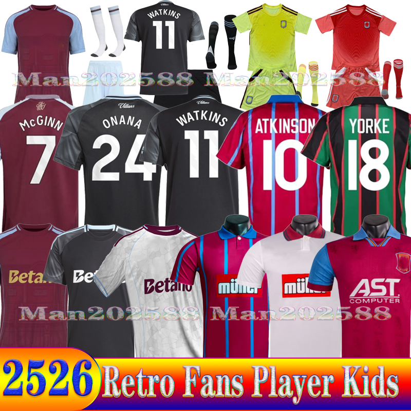 25 26 Retro Aston VeraS Soccer Jerseys Custom shirt 2025 2026 Printed Football Shirt Breathable Away Camisetas MINGS McGINN BUENDIA WATKINS Sports Wear Team Uniform