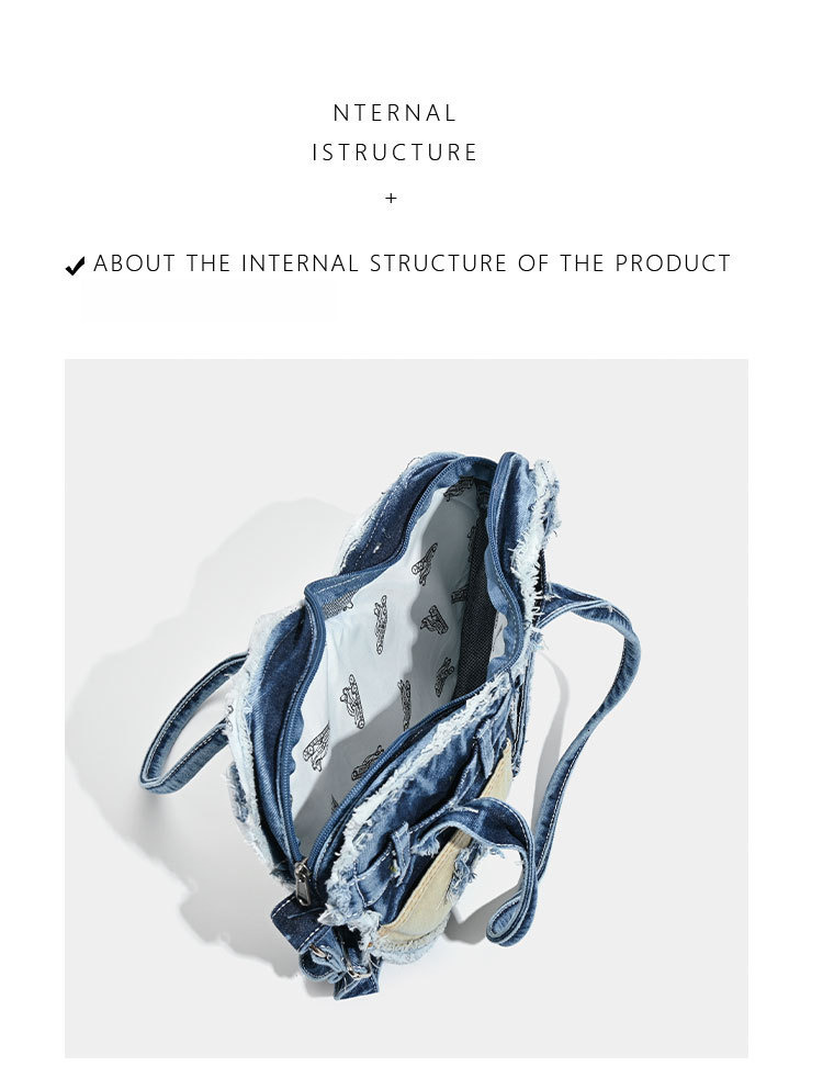 Free Shipping Vintage Heart Heart Heart Luxury Retro Distressed Denim Canvas Bag Niche Designer Sense Single Shoulder Crossbody Bag Versatile Korean S