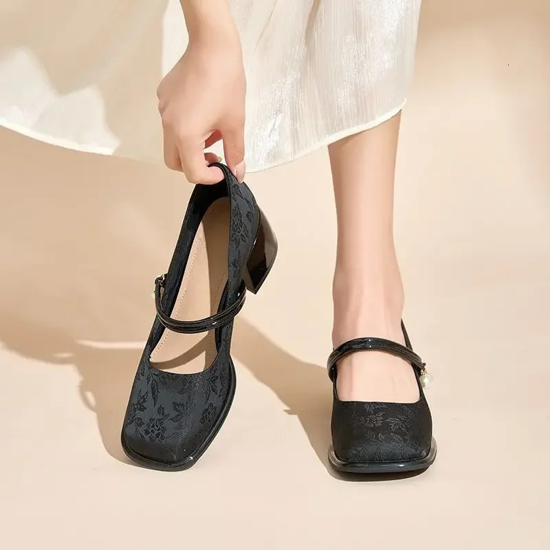 Square Toe Japanese Style Lolita Mary Jane Gothic Block Heel Ladies Pumps Chunky Heels Womens Shoes with Medium Discount Y2k 39 250624