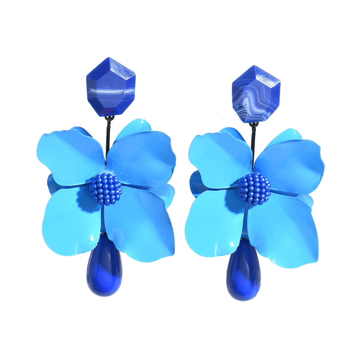 Unique Style Women's Flower Fashion Floral Resin Design Hip Hop Stud Earrings Ear Jewelry