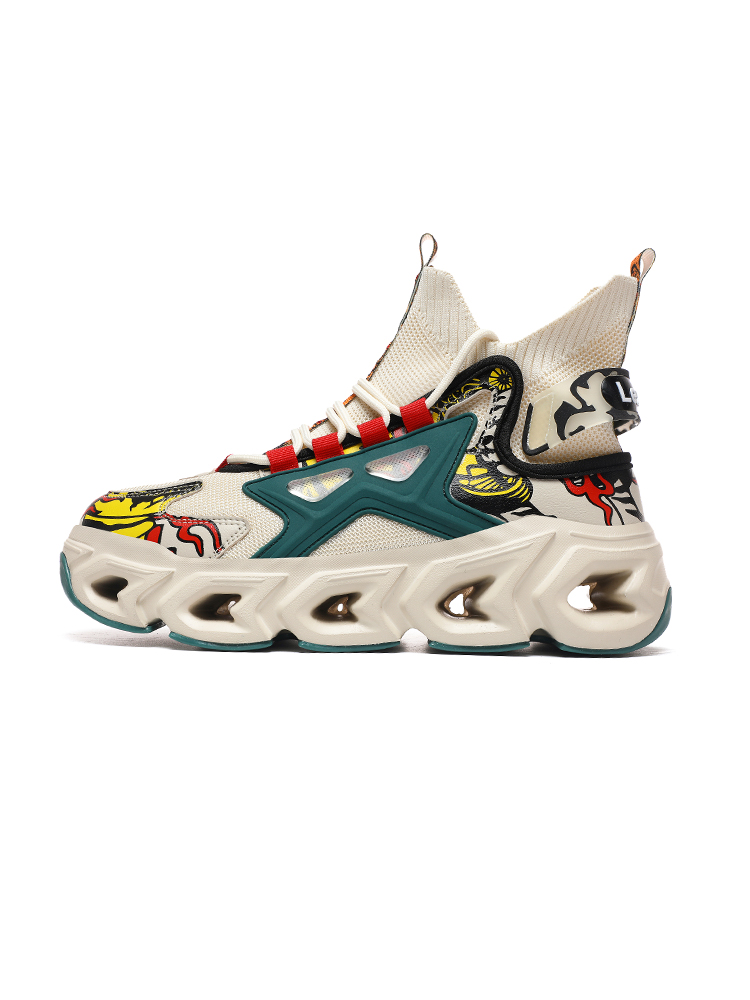 2427-New Fashion Tank Sole Sport Men Running Shoes Fly Woven Mesh Breathable Men's Basketball Sneakers Anti Slip Running Shoes Breathable Walking