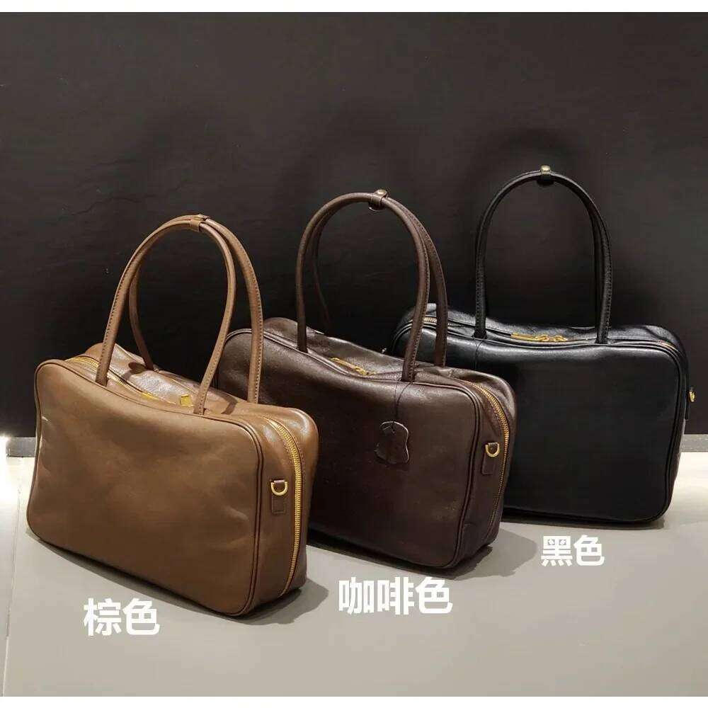 2025 New Large Capacity Briefcase Tote Versatile Design Handbag Vegetable Tanned Cowhide Shoulder Bag Premium Sense