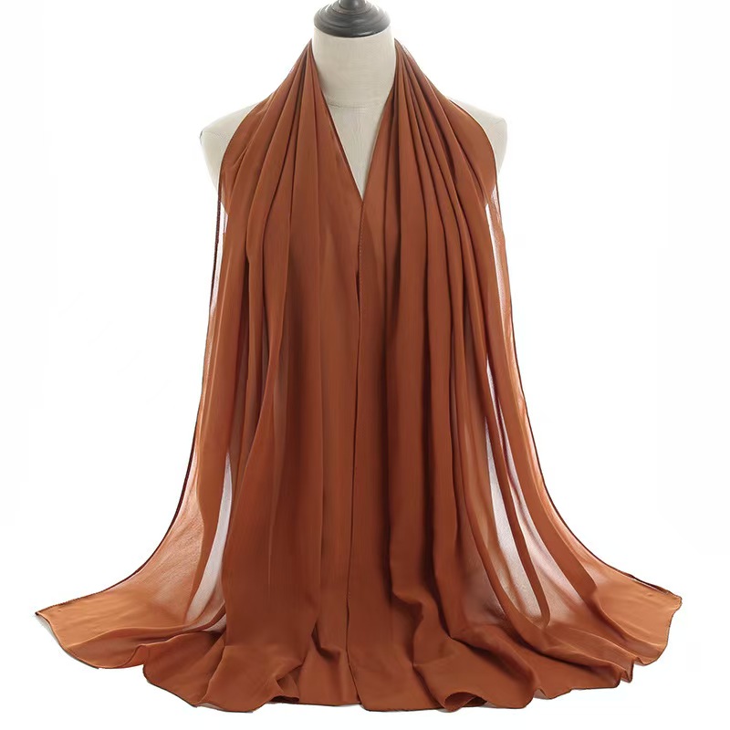 T1054 Plain Pearl Chiffon Women's Head Scarf Scarf Gauze Scarf Long Scarf