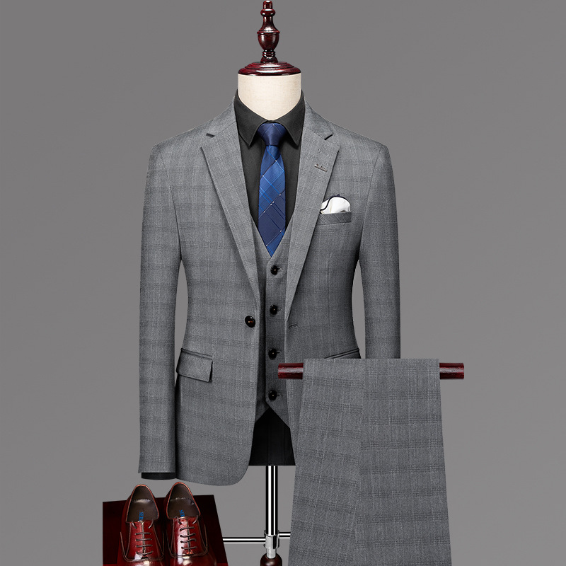 W68 Men's three-piece suit Korean style slim fit business formal casual