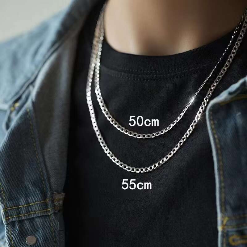 Unisex Punk Original 925 Sterling Silver Hip Hop Style Multi-Sizes Chunky Cuban Llink Chain for Necklace Diy Jewelry Making