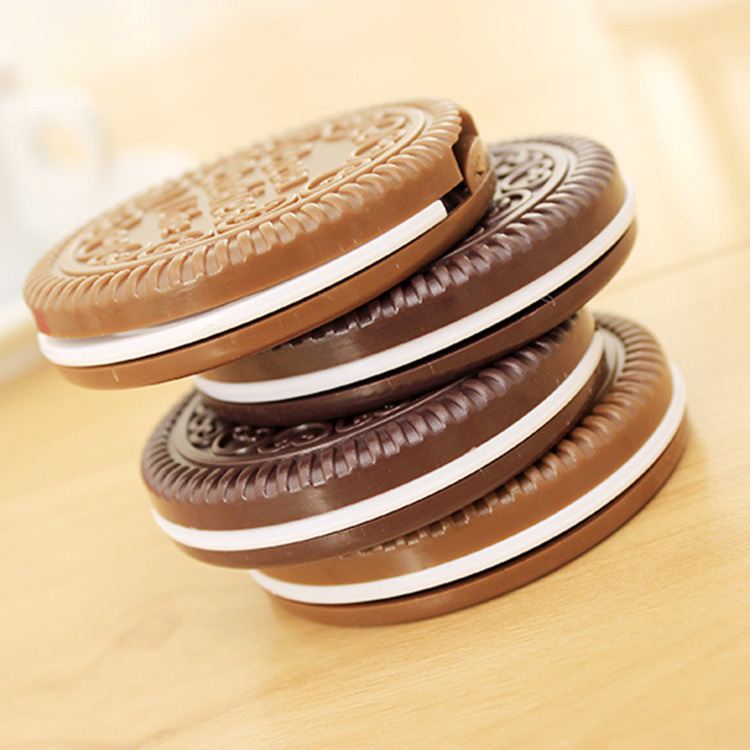 Mini Cute Cocoa Cookies compact mirror pocket portable hand mirror with Comb Makeup Tools 2 colors