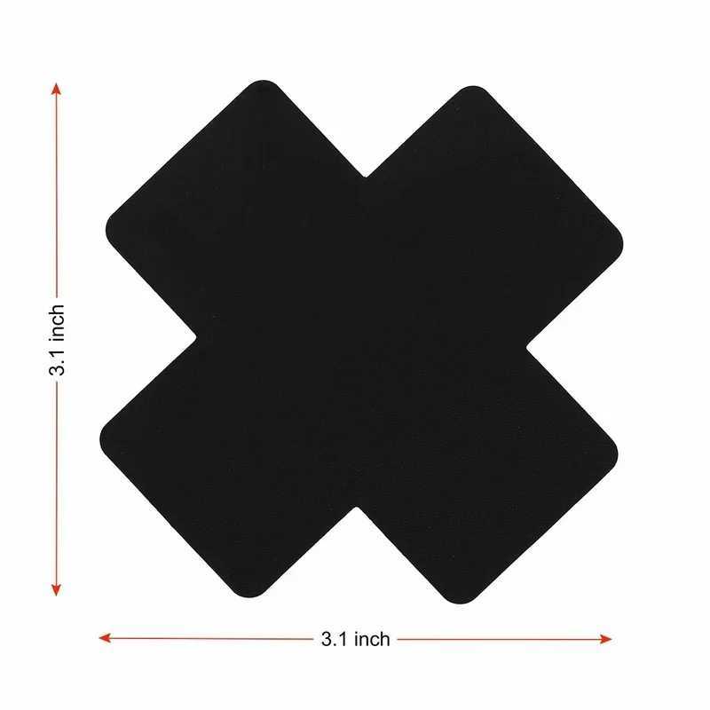 20 Pcs Black Women Cross Shape Self-Adhesive Disposable Satin Nipple Cover Breast Pasties Stickers for Strapless Clothes W250624