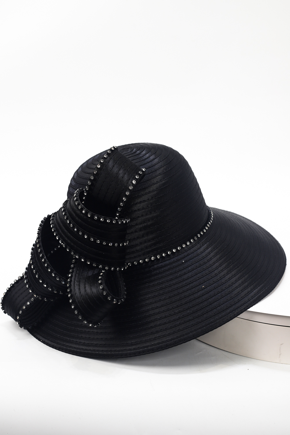 Elegant Green Church Hat for Women Wide Brim Tea Party Hat with Rhinestones, Perfect for Church, Weddings & Afternoon Tea Events