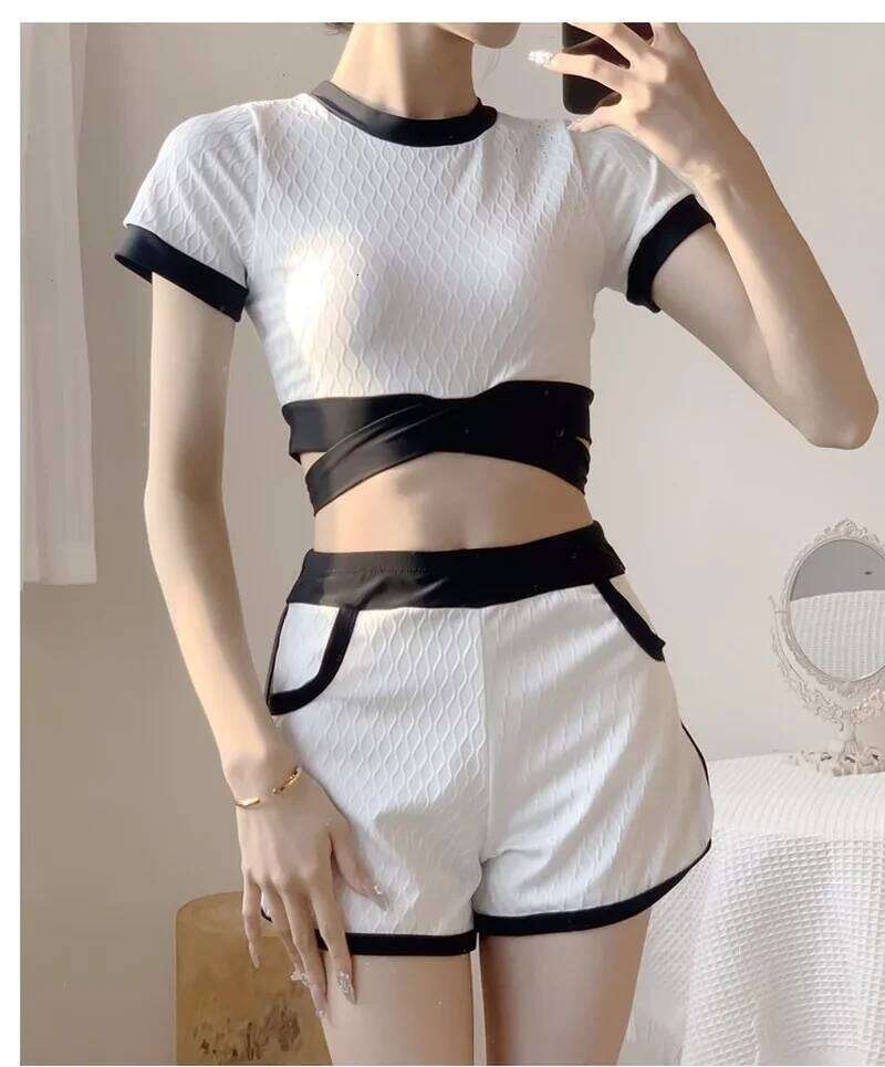 Athletics Swimwear Ladies Korean Split 3 Piece Swimsuit Women Sports Style Student Vacation Swimsuits Hot Spring Conservative