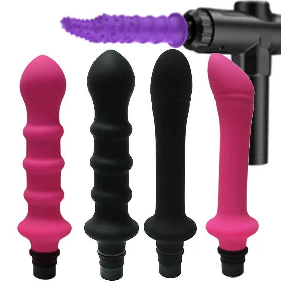 Vibrator Sex Machine Fascia Gun Massage Attachments Head to Silicone Dildo Sex Toys For Men Women Vibrators Penis Masturbation W250624