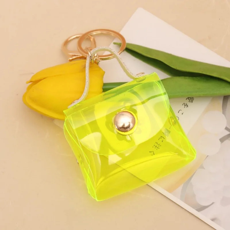 Pu Leather Transparent Square Bag Coin Storage Bag Mini Portable Lipstick Earphone Pouch Wallet with Keychain Pendant New R250624