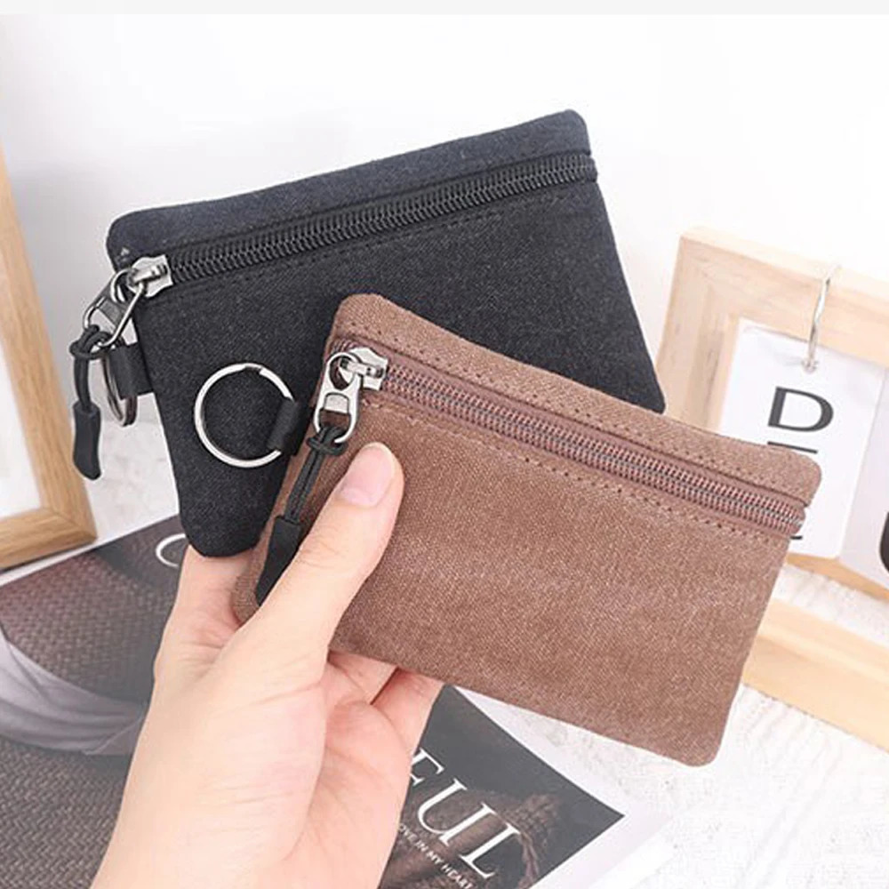 Wash Canvas Mini Coin Wallet Bag Black Zipper Key Bag Money Pocket Purse Women Men Small Card Holder Change Coin Purses 6 Color R250624
