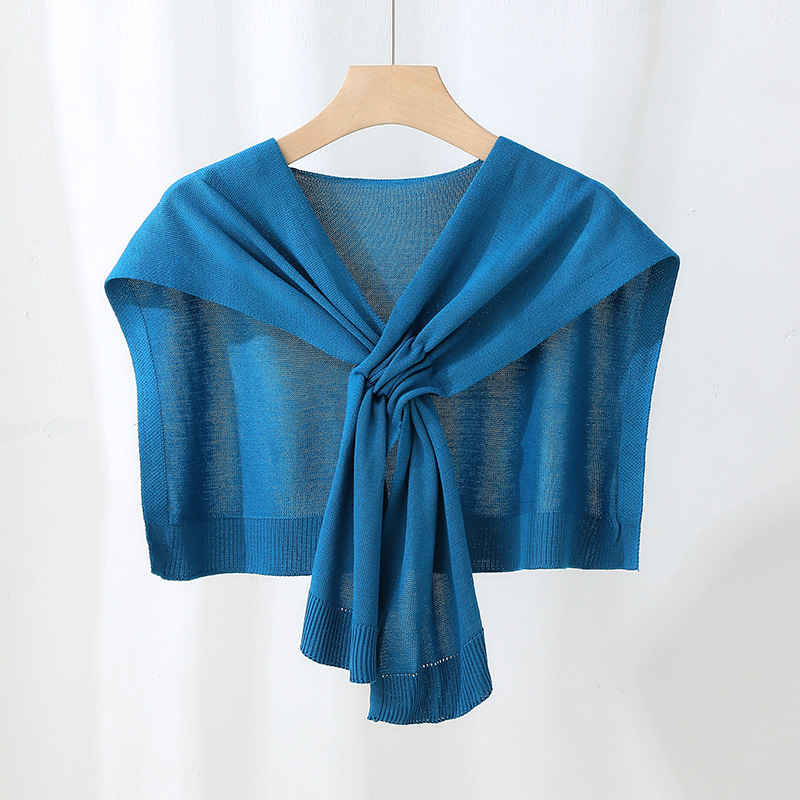 K1122 2025 new air-conditioned room knitted shawl female outerwear decorative scarf summer Korean version solid color sunscreen shawl wholesale