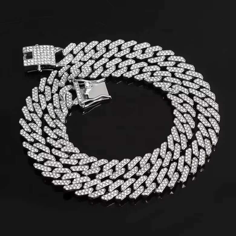 Luxury Minimalist Hip Hop Jewelry Iced Out Crystal Zircon 12mm Miami Cuban Link Chain Choker Necklace for Men