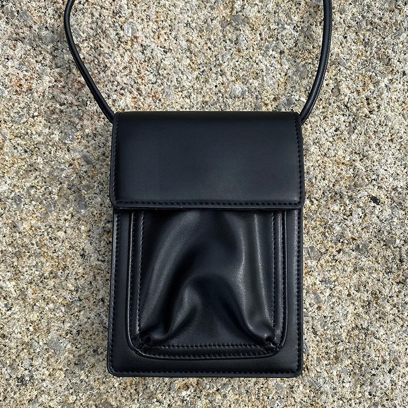 Men Small Crossbody Bag PU Leather Casual Wild Messenger Bags solid color Boys Shoulder Phone Purse Multifunction Handbag 250624