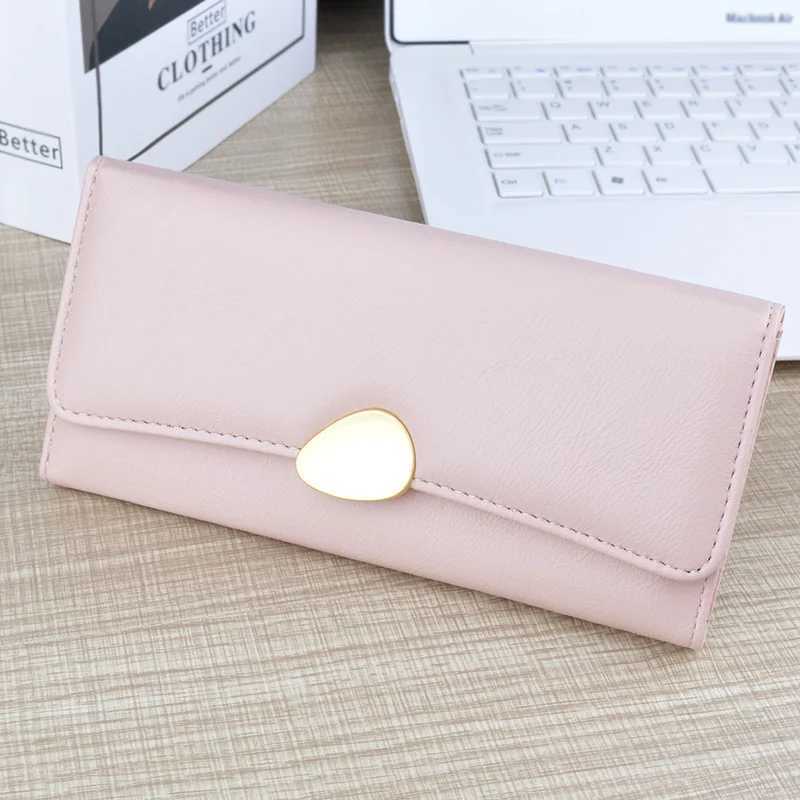 PU Leather Women Wallets Luxury Lg Hasp Fold-over Pattern Coin Purses Female Brand Solid Colors New Thin Clutch Bag XJ250624