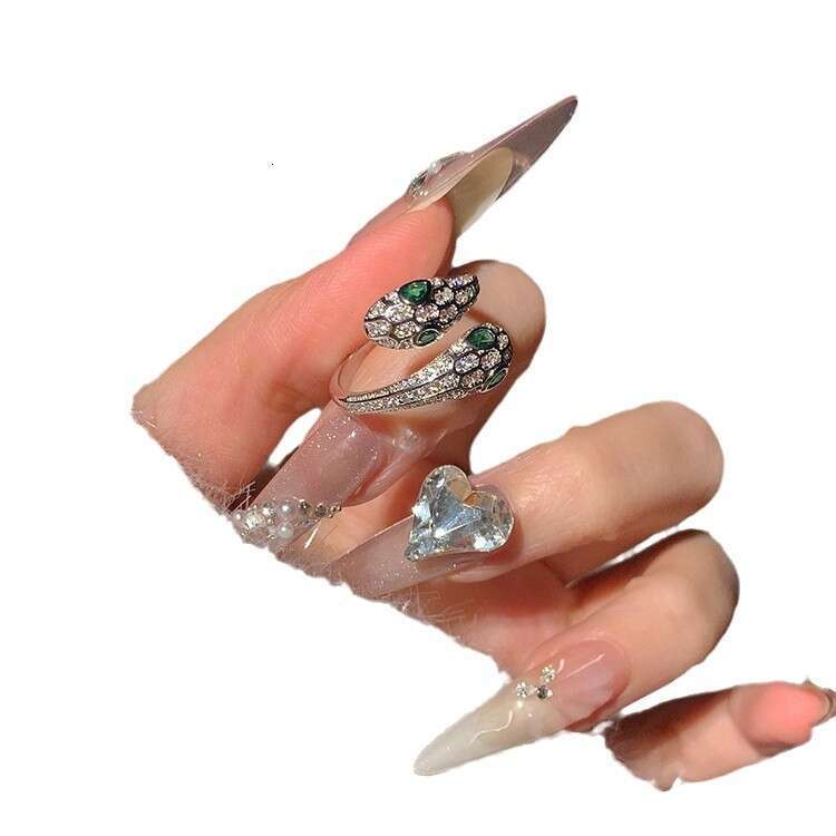 Real Gold Plated Zircon Snake Ring for Women, Niche Fashion Design Sense, Index Finger Ring, Ins Internet Celebrity High-end Sense Jewelry