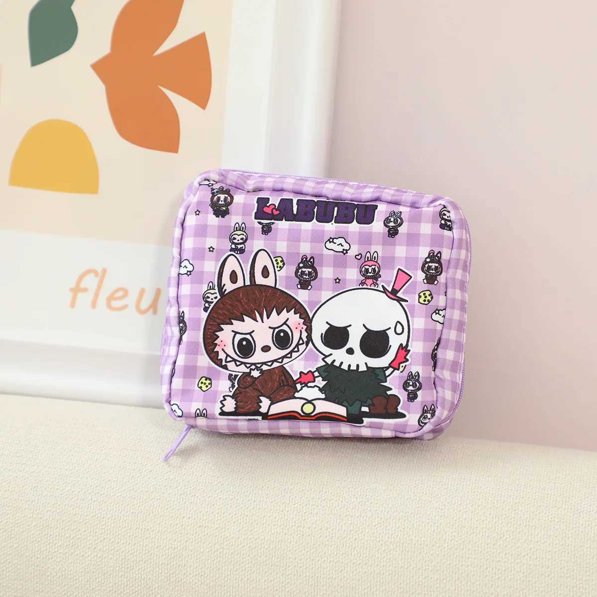 New Labubu Tamp Organizer Bag Oxford Cloth Cute Carto Girl Portable Cosmetic Storage Bag 12x14x5cmXJ250624