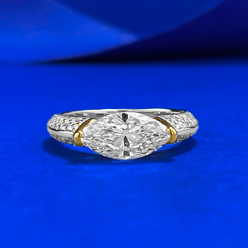 Choucong Sparkling Gorgeous Wedding Rings Deluxe Jewelry Genuine 100% S925 Sterling Silver Marquise Cut White Moissanite Diamond Pary Elegant Women Br