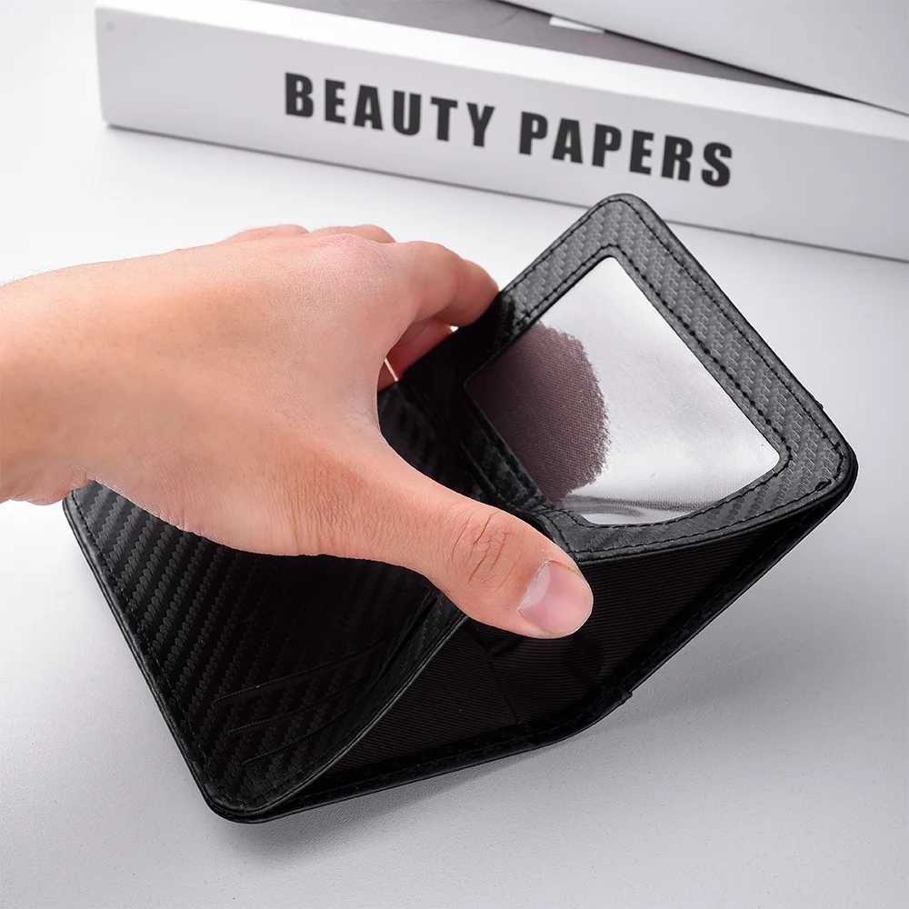 Ultra-Slim Carb Fiber Wallet - Modern Minimalist Design with ID Window Multiple Card Slots - Durable PU Material PolymerXJ250624