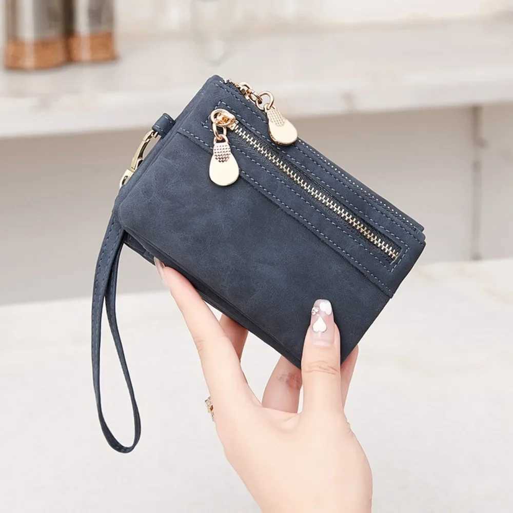 folding zipper wallet high-quality PU leather portable multifunctional womens wallet reliable with ID card window wrist bagXJ250624