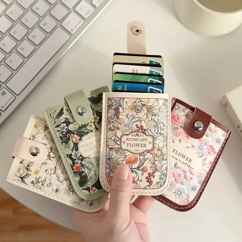 5 Card Pockets Card Bag Laminated Concealed Pull-out Business Case Fi PU Leather ID Card Holder Women Mini Wallet XJ250624