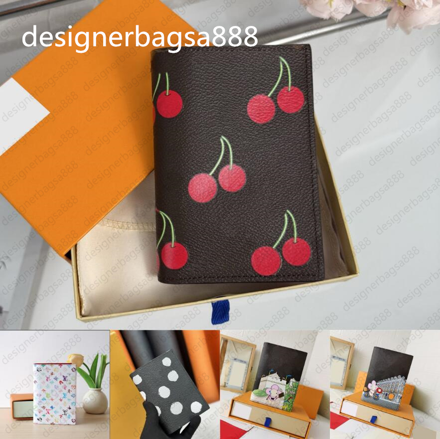 Passport cover takashi murakami designer wallets for man women Fashion Retro White tri color organizer bag credit card holder coin purse designerbagsa888