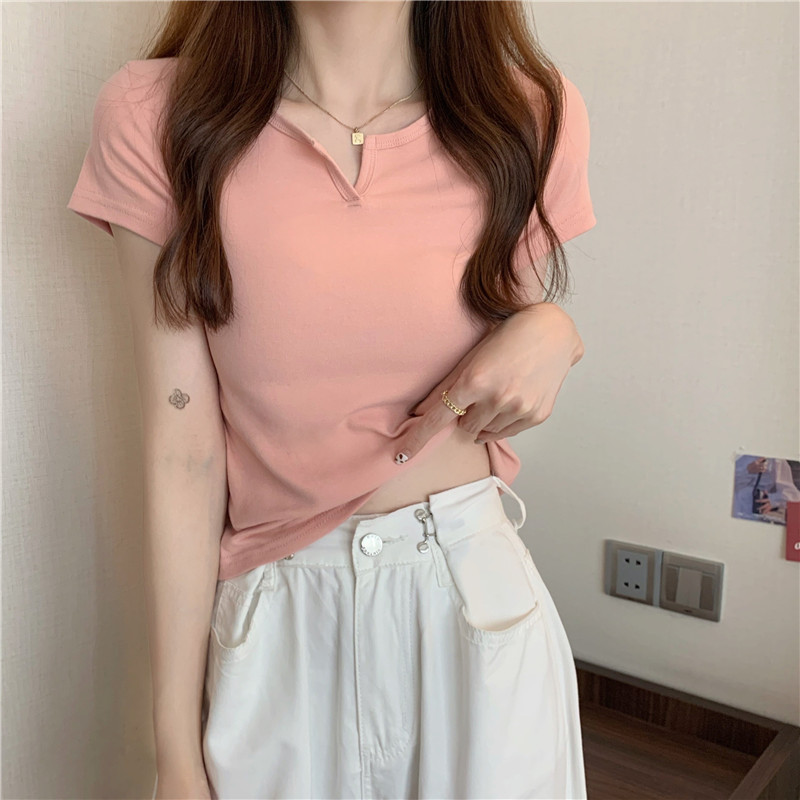KC165 Women's summer design slim fit navel-baring hot girl T-shirt short sleeve