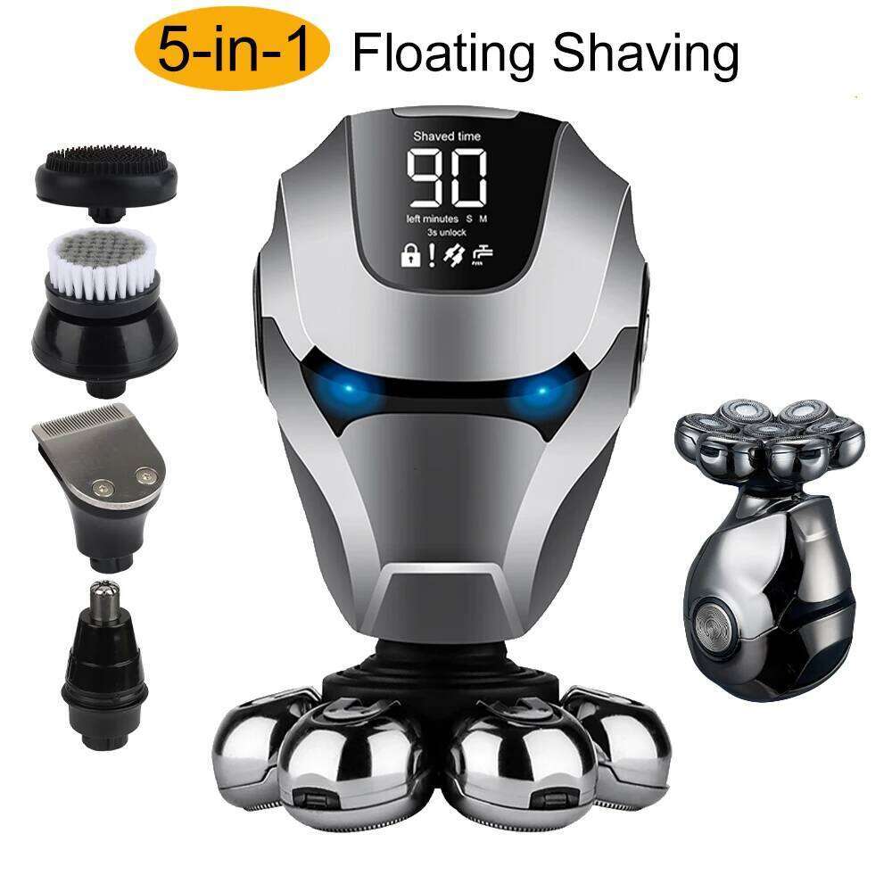Electric Bald Shaver For Men Powerful Shaving Hine Washable Wet Dry Beard Hair Trimmer USB Charging 7D Floating Cutter